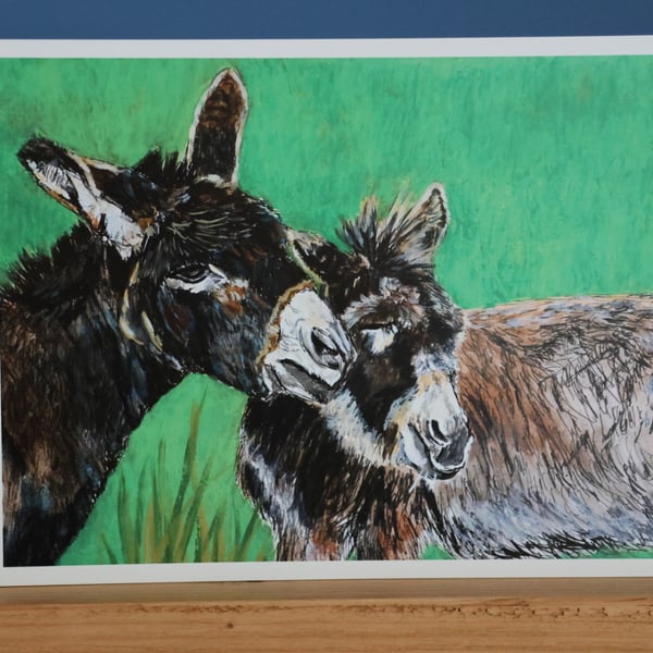 Donkeys Blank Greetings Card
