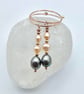 Freshwater Pearl & Rose Vermeil Hoop Earrings, June Birthday, 30th Anniversary - Image 5