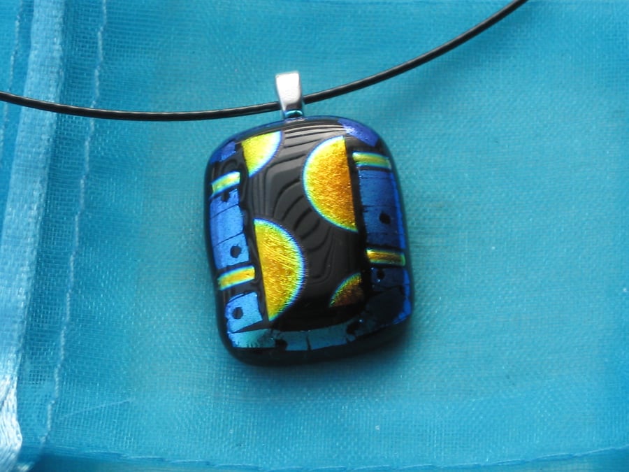 Unique fused dichroic glass pendant
