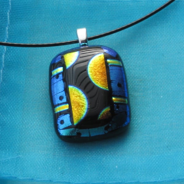 Unique fused dichroic glass pendant