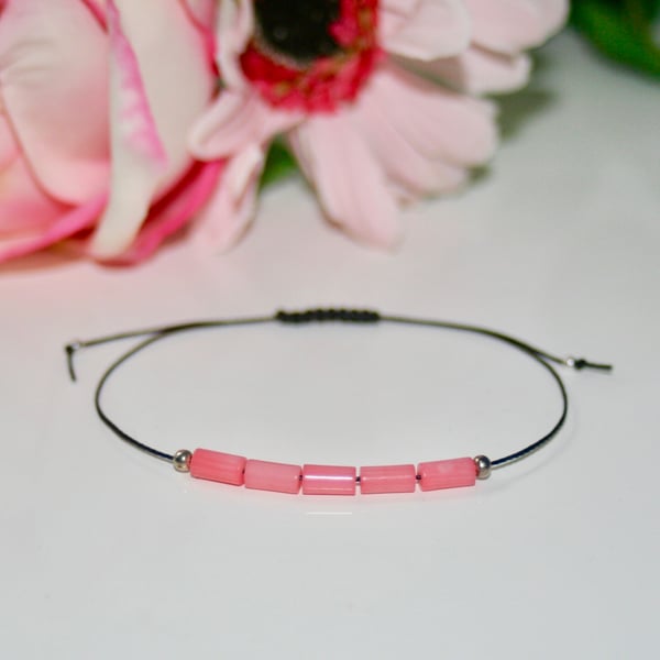 Coral cord bracelet