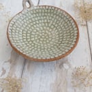 TRINKET DISH hand-built stoneware pottery tealight dish in matt white-green