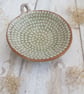 TRINKET DISH hand-built stoneware pottery tealight dish in matt white-green