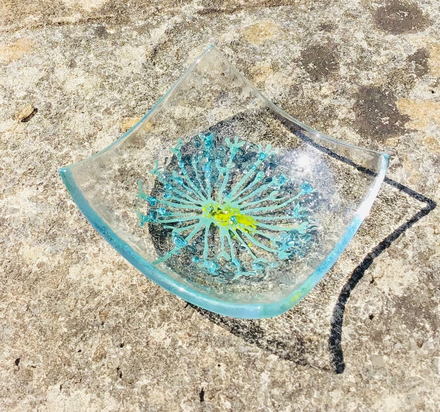 Fused glass trinket dish , make a wish unboxed 