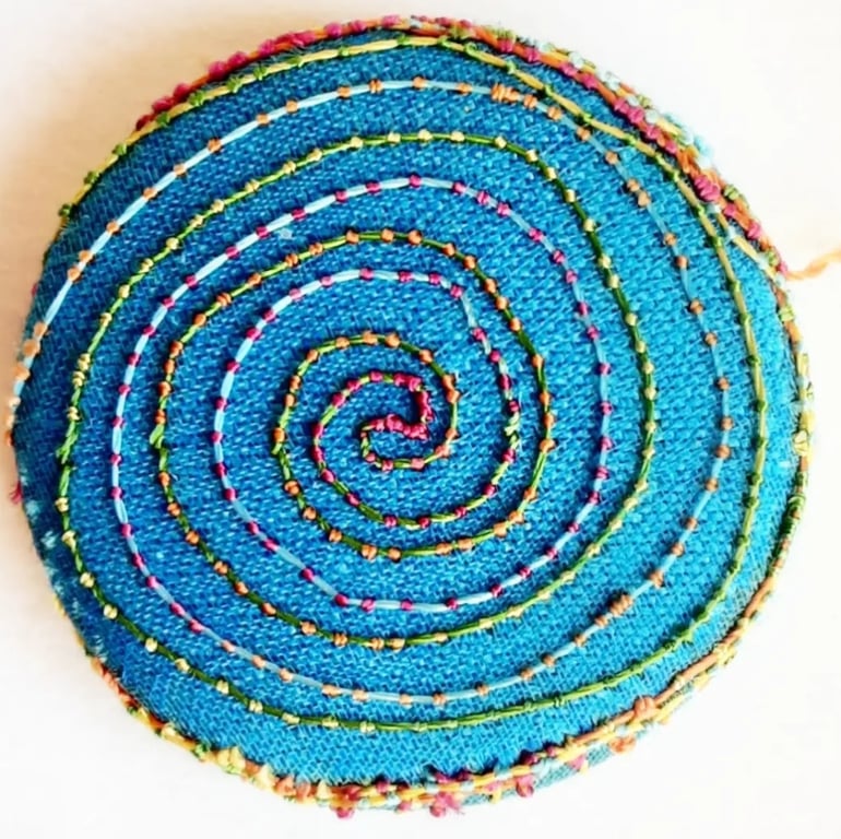 Buttons 1 inch button Hand Dyed Silks and Cottons Free Machine Embroidery Button