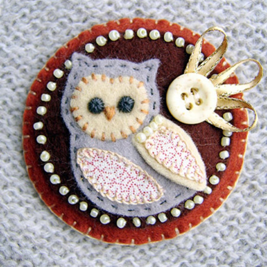 Little Owl Fabric Brooch
