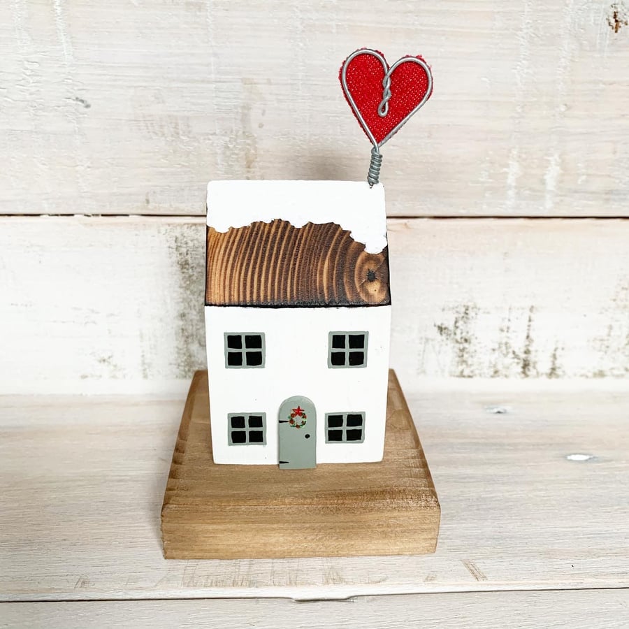 Handmade Wooden Winter Cottage Christmas Gift