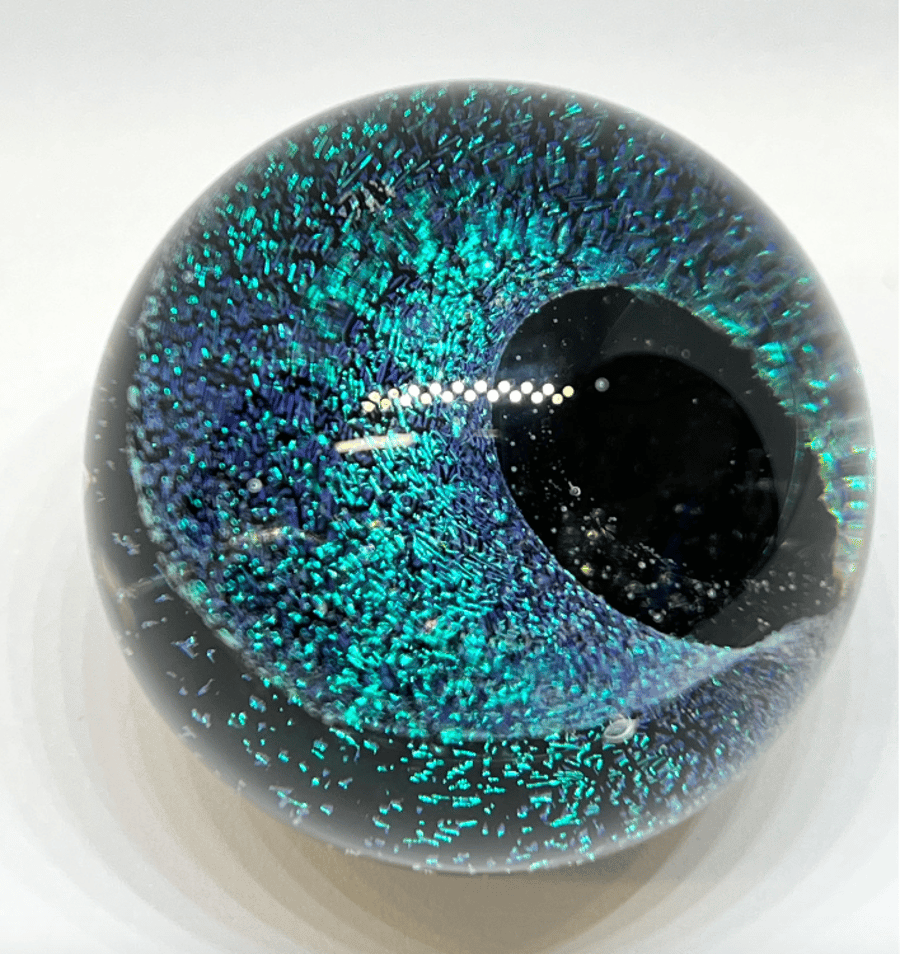 Handmade Lampwork Glass Green Purple Dichroic Vortex Marble