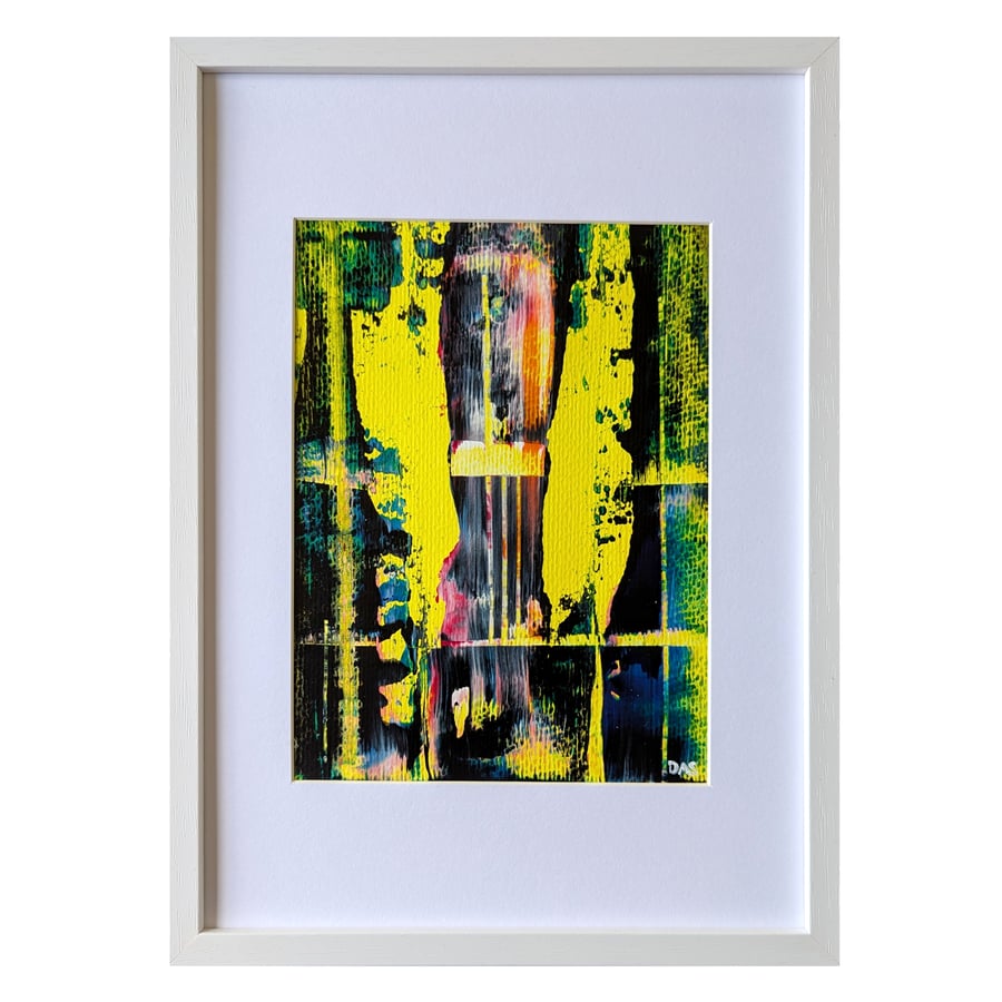 'Electronica' Vividly Coloured Original A4 Framed Painting