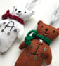 Christmas Bear Decoration with Hand Embroidered Personalisation- Made to Order - Image 10