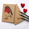 Robin Notebook with Kraft Cover and Plain Paper