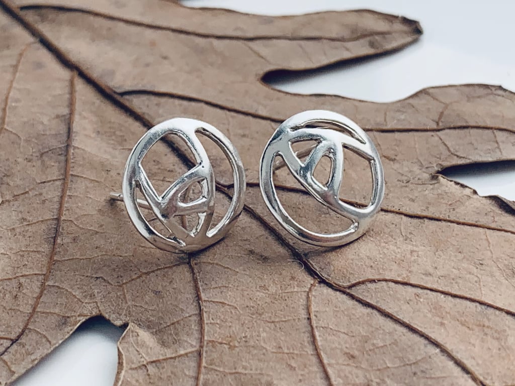 Recycled Sterling Silver Rose Deco Stud Earrings
