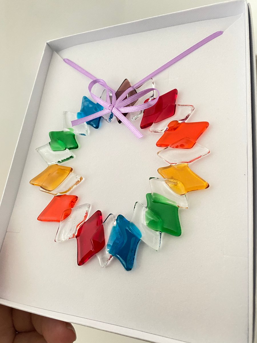 Rainbow glass Christmas wreath - Christmas decoration