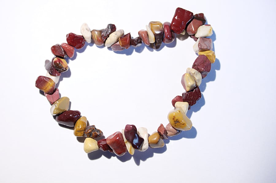 Mookaite gemstone chips elasticated bracelet, stacking bracelet, power bracelet