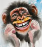 Funny Chimp Watercolour Painting on Paper and Framed (One of a Kind) No.1