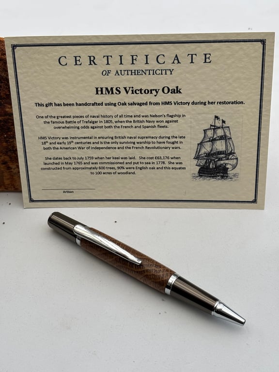HMS Victory Oak Ballpoint Pen, Own a Piece of Navy History, Handmade Gift