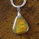 Gold Coloured Dichroic Glass Pendant - 1264