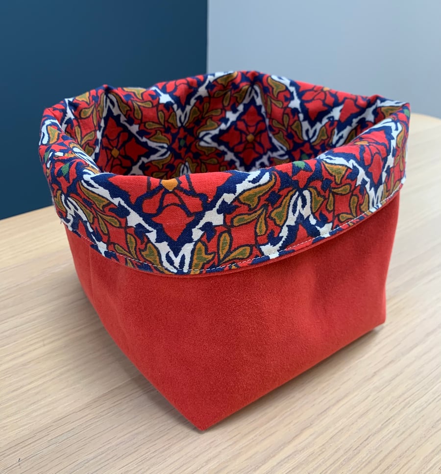 Medium Faux suede fabric basket