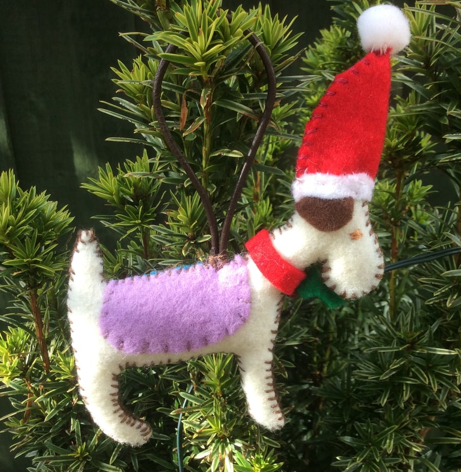 Festive Stanley Felt Christmas Dog Decoration