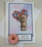 Sister birthday card - cute bear with bouquet of flowers - Image 5