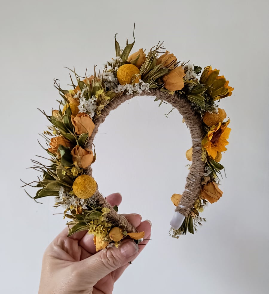 Dried Flower Crown- Yellow