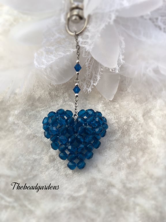Deep blue heart charm 