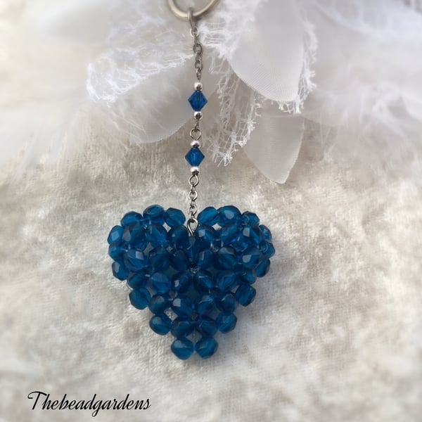 Deep blue heart charm 