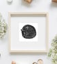 Sleeping Cat Lino Print - Original Hand Carved Print - Black & White Linocut - Image 3