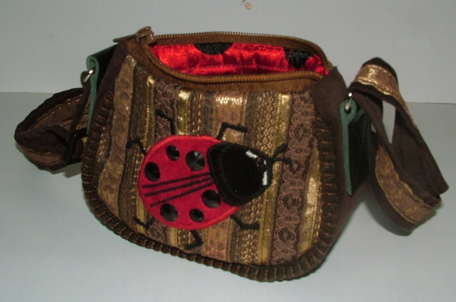 Brown  Ladybird purse with long adjustable strap
