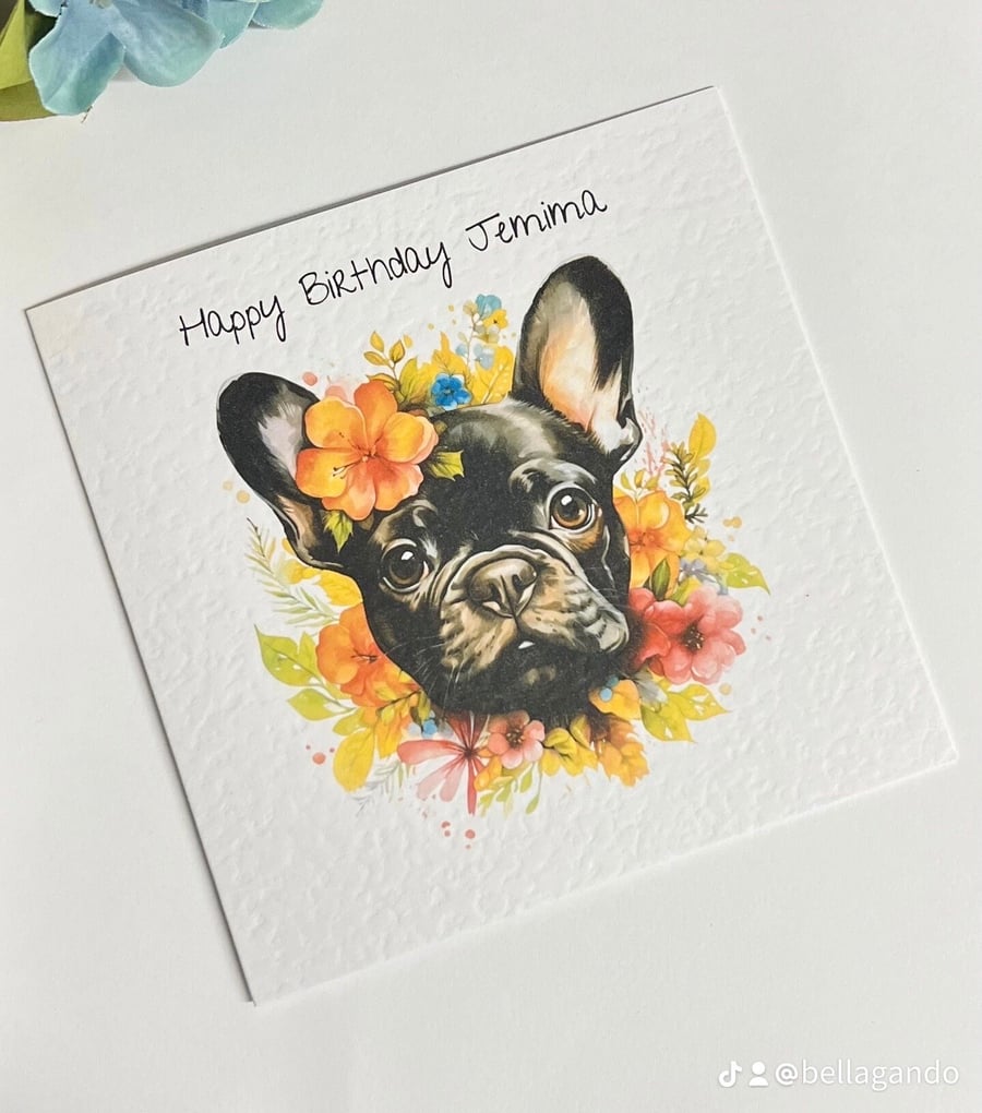 French Bulldog birthday card personalised