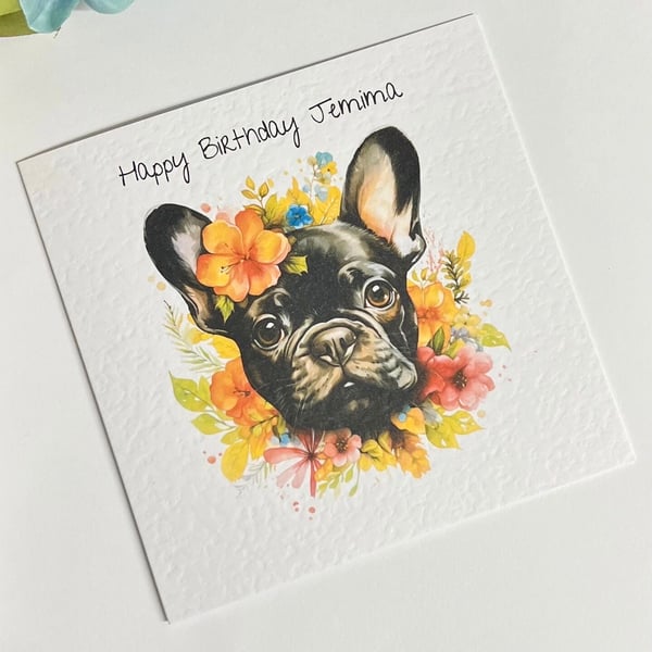 French Bulldog birthday card personalised