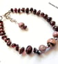 Designer Ruby Red Garnet & Rare Rhodonite Sterling Silver Bracelet - Image 4