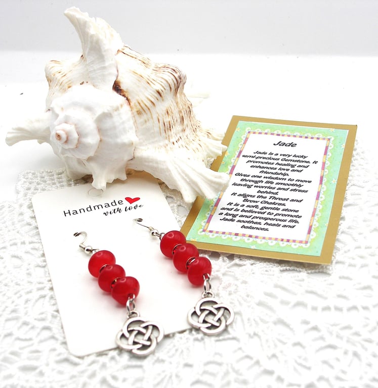 Jade and Sterling Silver Drop Earrings.  P&P Included UK only.