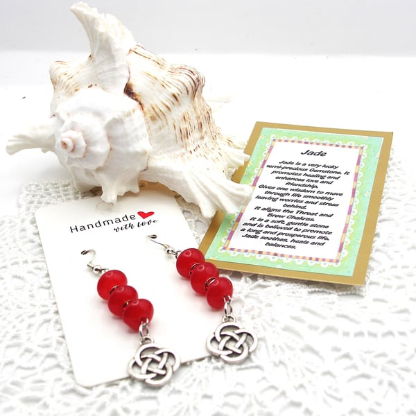 Jade and Sterling Silver Drop Earrings.  P&P Included UK only.