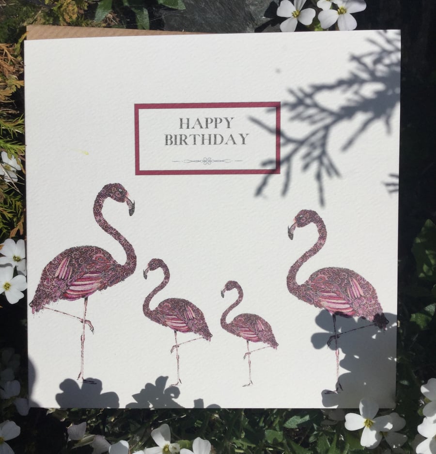 Happy Birthday Flamingo card