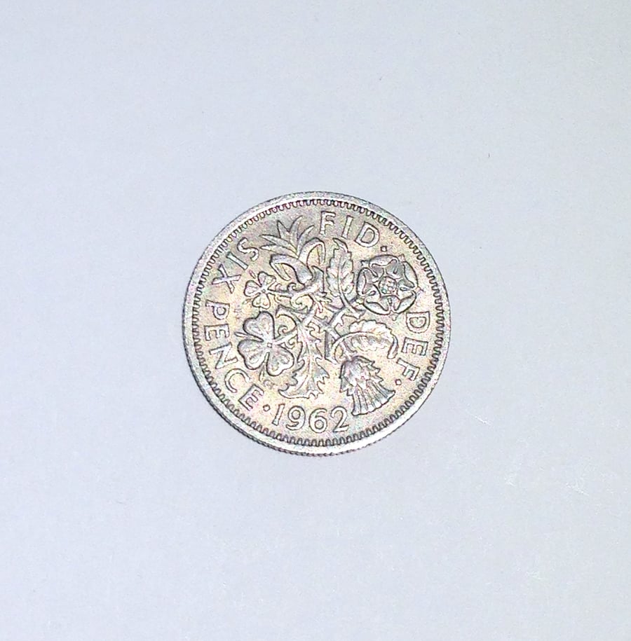 Lucky Sixpence Dated 1962 for Crafting