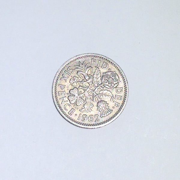 Lucky Sixpence Dated 1962 for Crafting