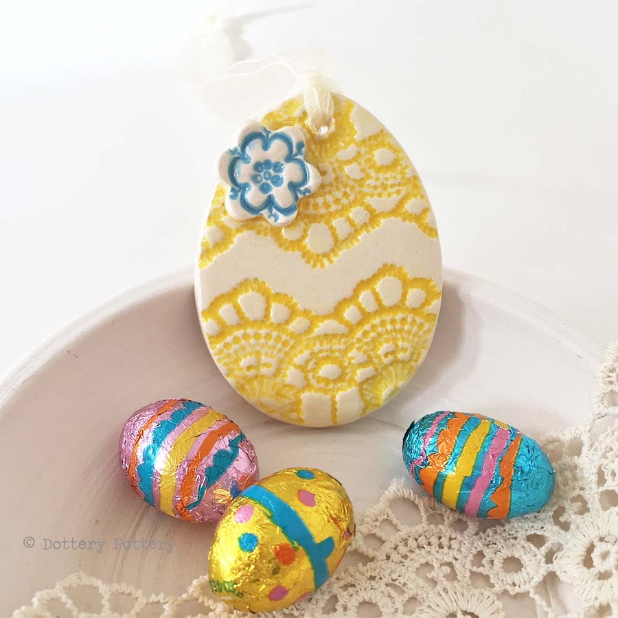 Pottery Easter Egg decoration Ceramic Easter Egg patterned egg bright pattern