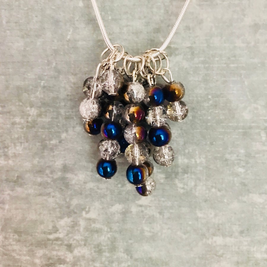 Beaded Cluster Pendant Necklace 