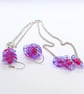Pink Lampwork Glass Drop Earrings and Pendant Necklace Set - Image 2