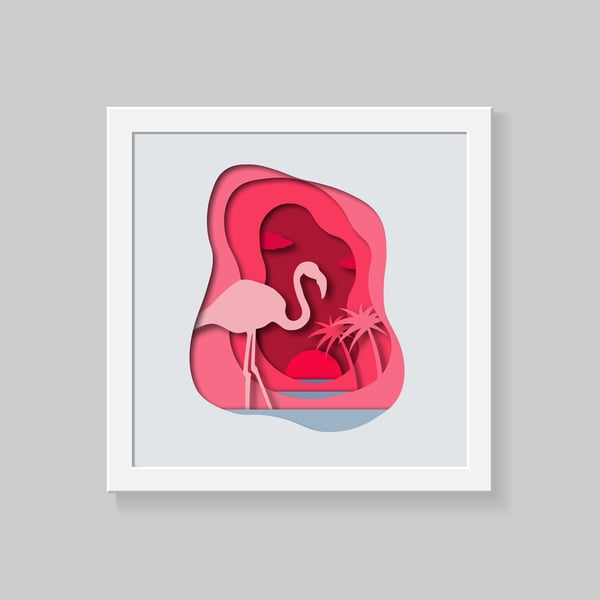 Flamingo Wall Art Print, Tropical wall print, Flamingo wall decor