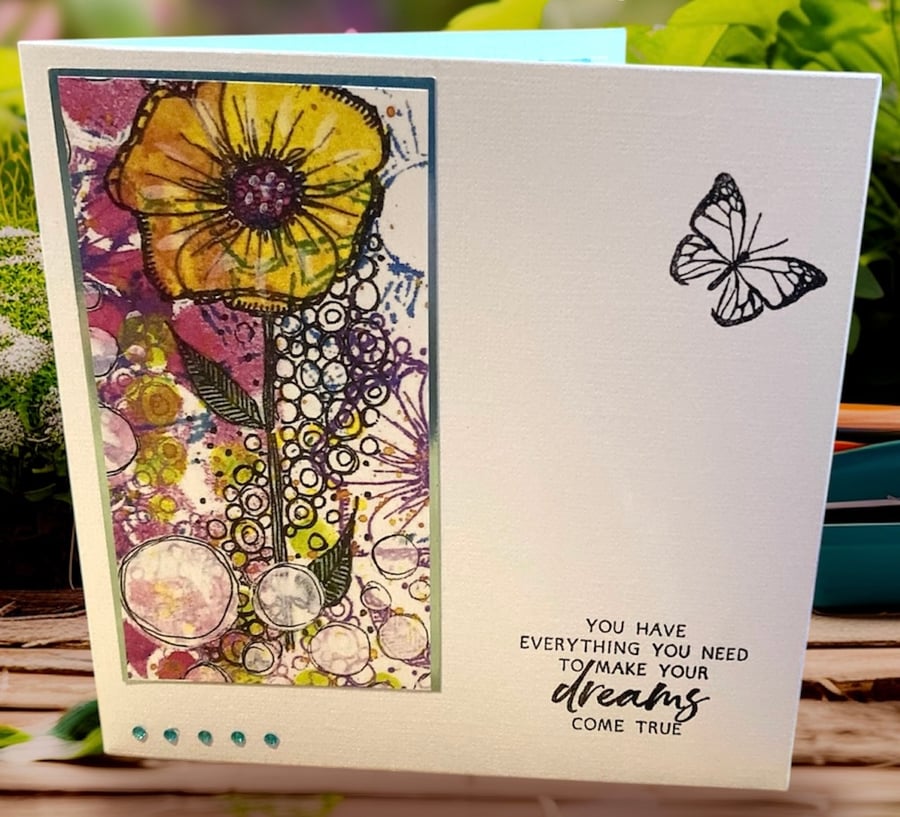 Blank abstract floral card for any occasion.