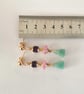Satellite cut Amethyst, Pink Quartz and Amzonite beaded dangle earrings - Image 5