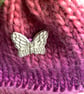 Unique multi coloured knitted gift bag with silver butterfly - Image 2