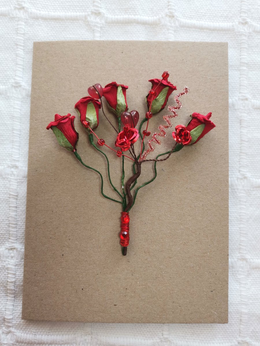 Fancy flower luxury handmade blank 3D card,  paper flowers, Greeting Card 