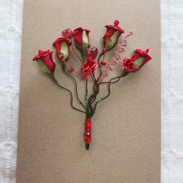 Fancy flower luxury handmade blank 3D card,  paper flowers, Greeting Card 