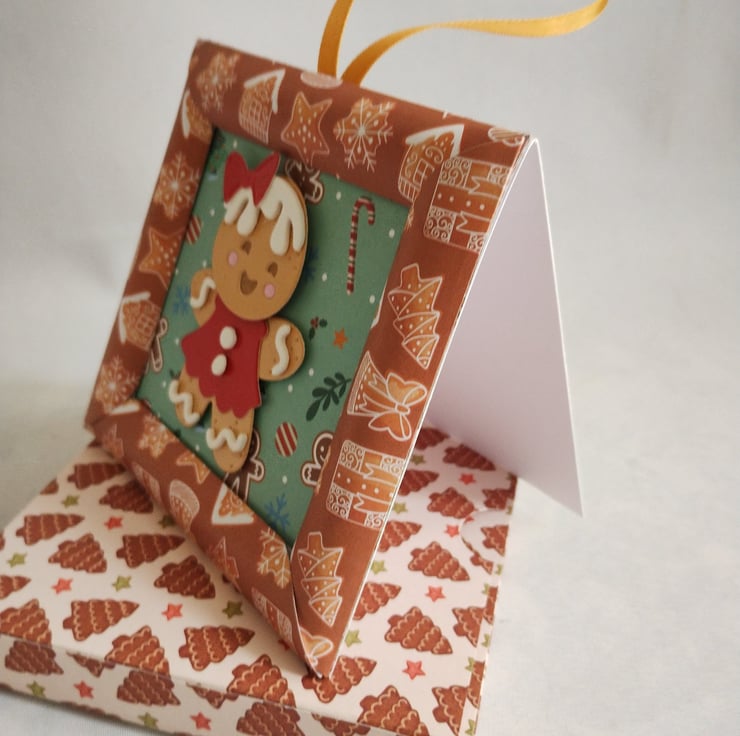 Dancing Gingerbread Girl in Frame Christmas Car... - Folksy