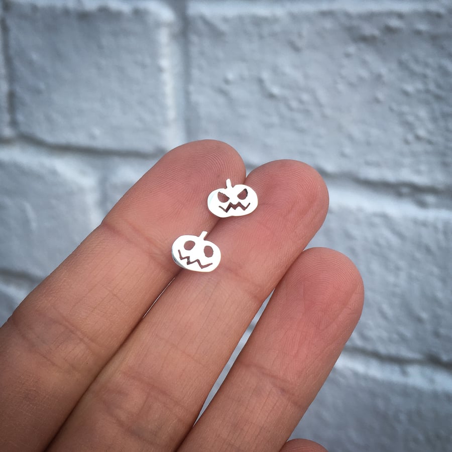 Pumpkin Earrings Handmade from Sterling Silver. Set B. 