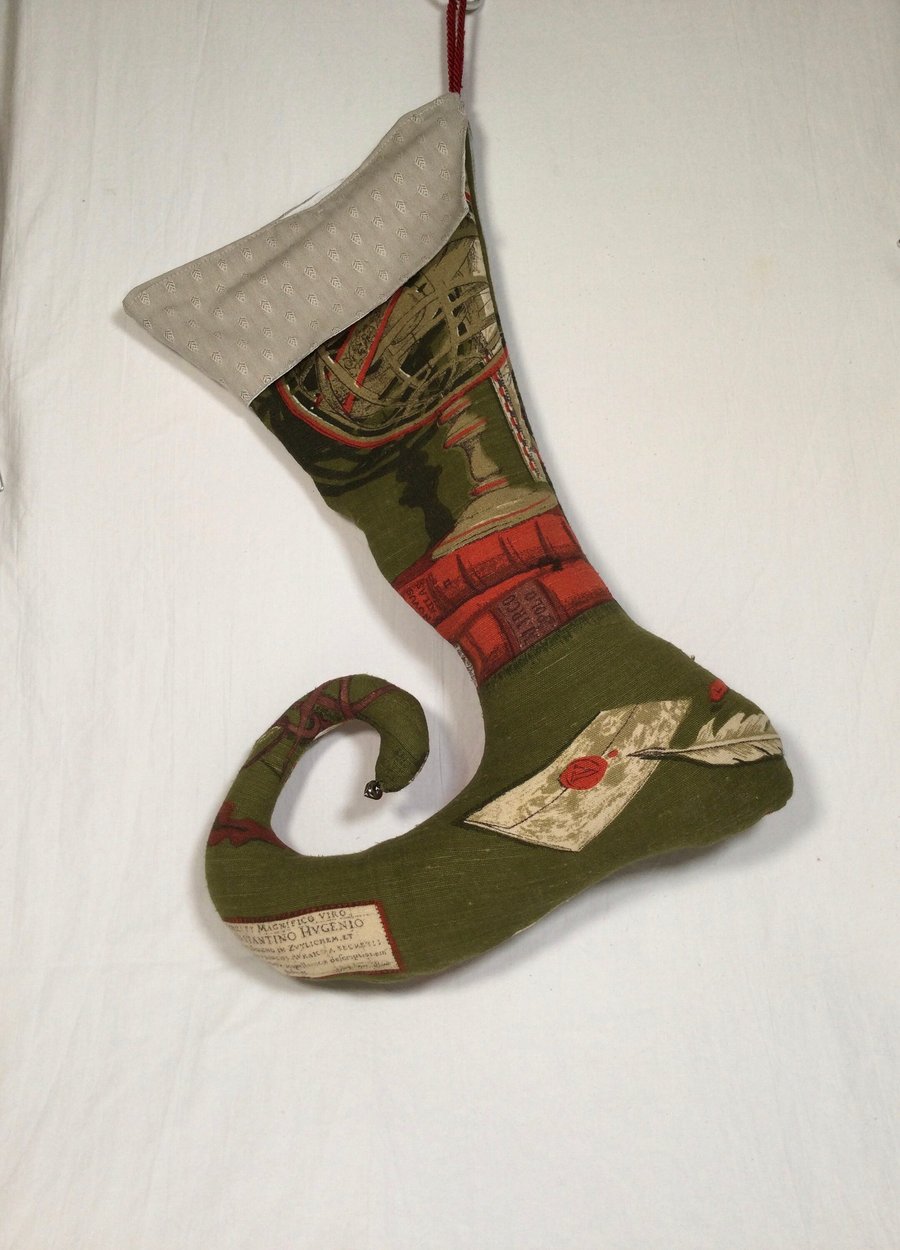 Fabric gift wrapping gift holder. Wedding gift wrapping. Jester s Boot Stocking 