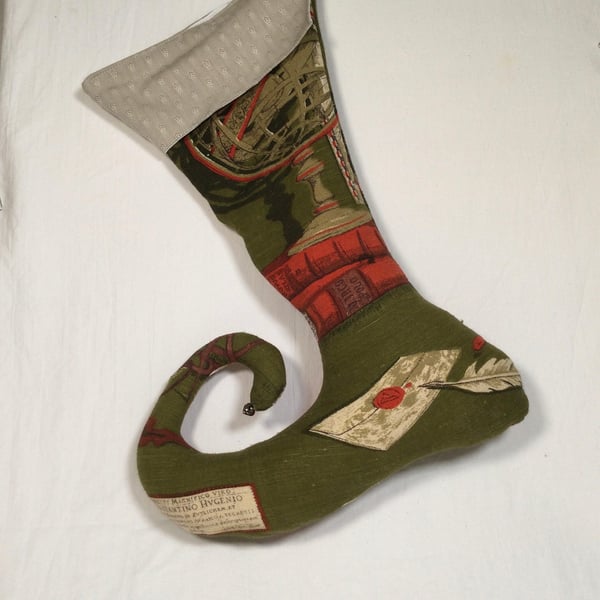 Fabric gift wrapping gift holder. Wedding gift wrapping. Jester s Boot Stocking 